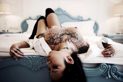 #tattoos #stockings; Babe Emo 