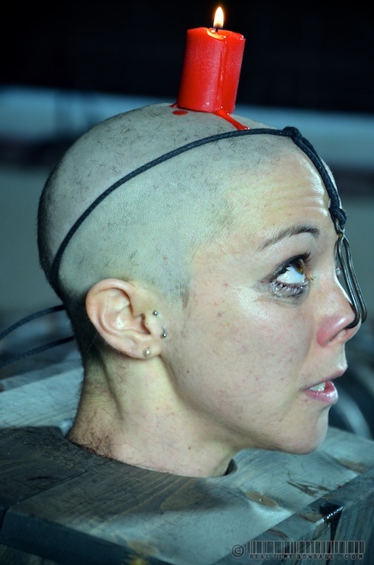 Mei Mara gets an extreme BDSM make-over that includes shaving all of the hair off her head; Bdsm 