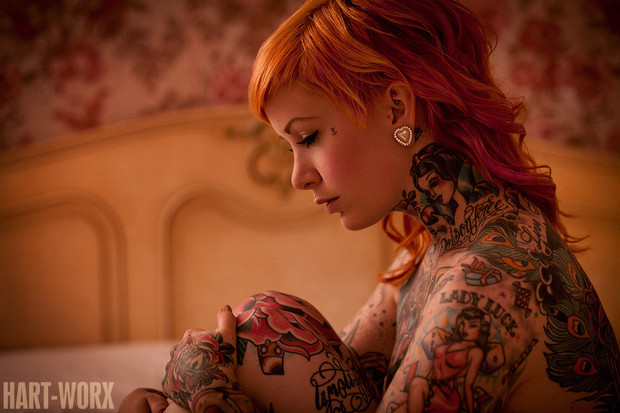 Inked redhead beauty.; Babe Hot Red Head 