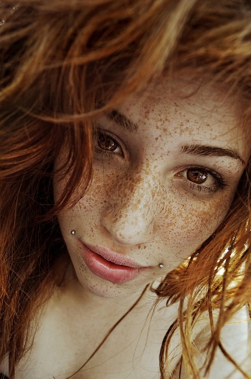 Freckled redhead portrait.; Babe Red Head 