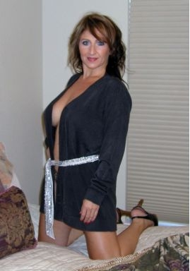 Sweet in her robe!; Big Tits Brunette MILF Hot Shaved 