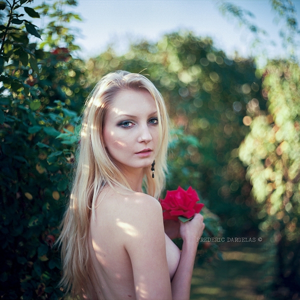 Blue eyed red rose garden; Erotic 